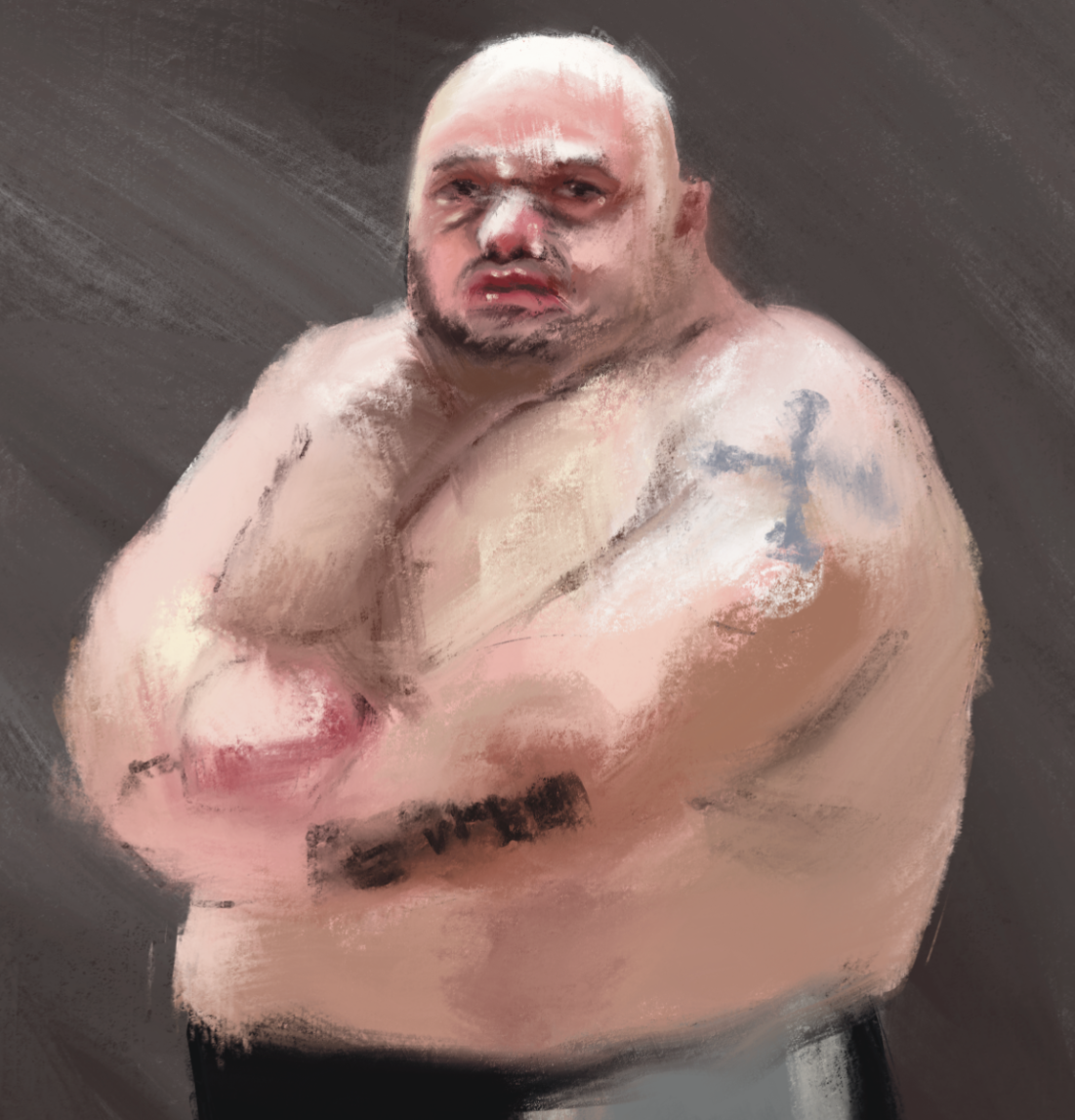 fat man drawing